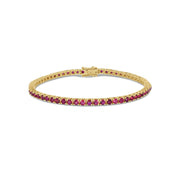 Tennis Bracelet: Round Ruby Bracelet in 18k Yellow Gold