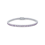 Tennis Bracelet: Round Pink Sapphire Bracelet in 18k White Gold