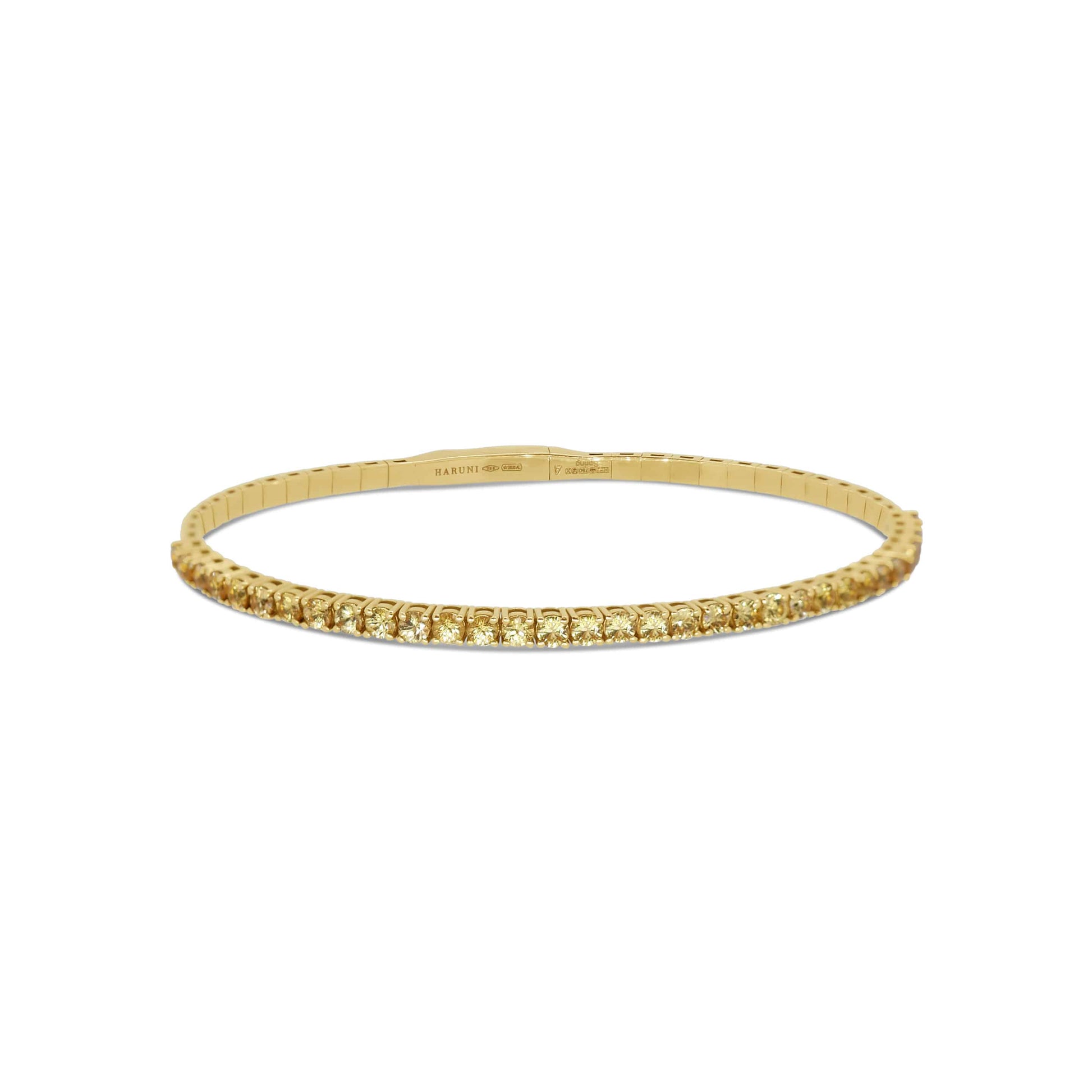 Bangle Bracelet: Yellow Sapphire Spring Bangle in 18k Yellow Gold