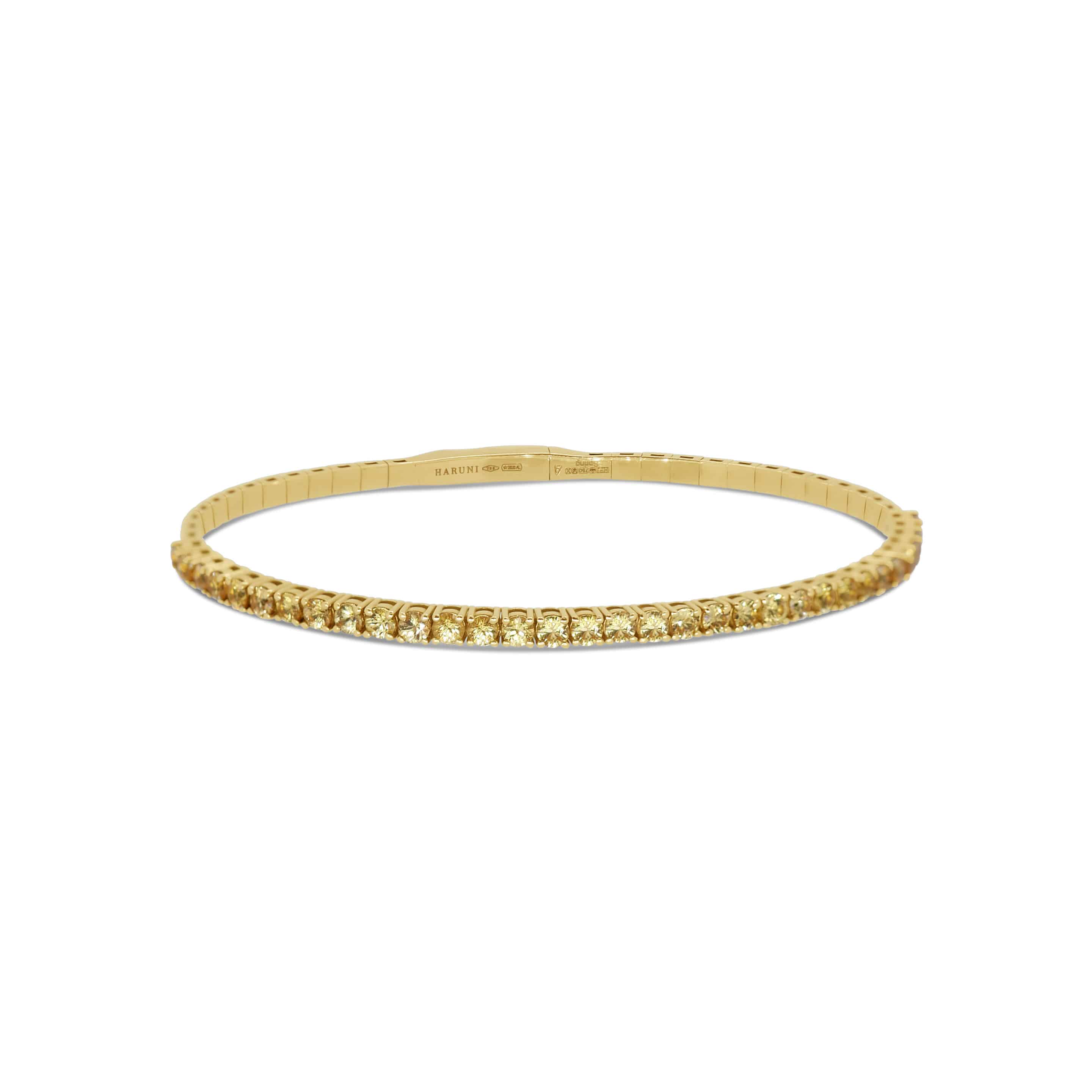 Bangle Bracelet: Yellow Sapphire Spring Bangle in 18k Yellow Gold