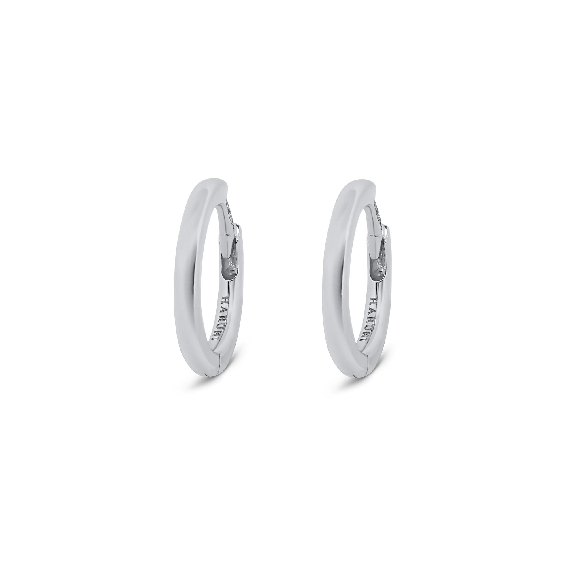 Huggie Hoop Earrings in 18k White Gold