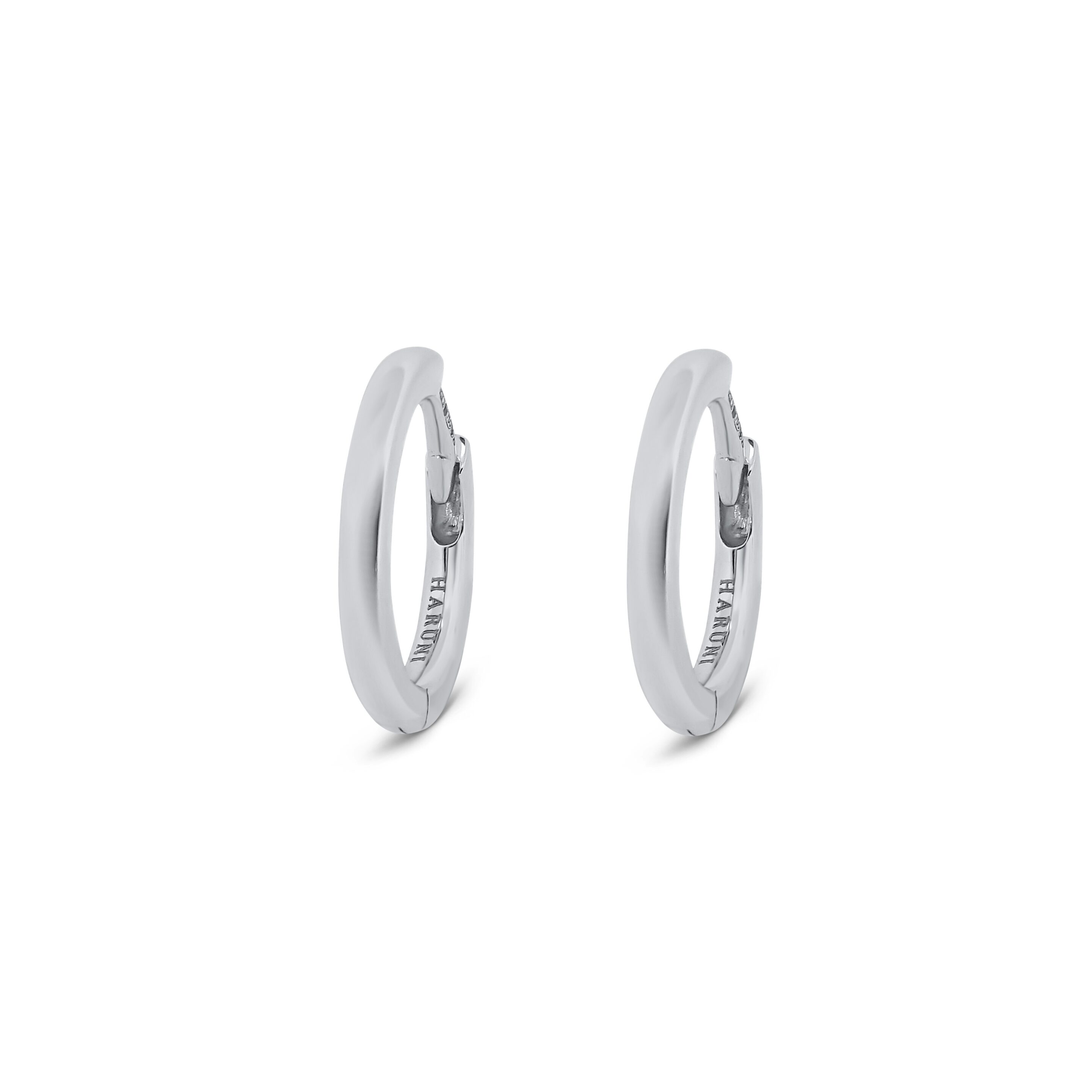 Huggie Hoop Earrings in 18k White Gold