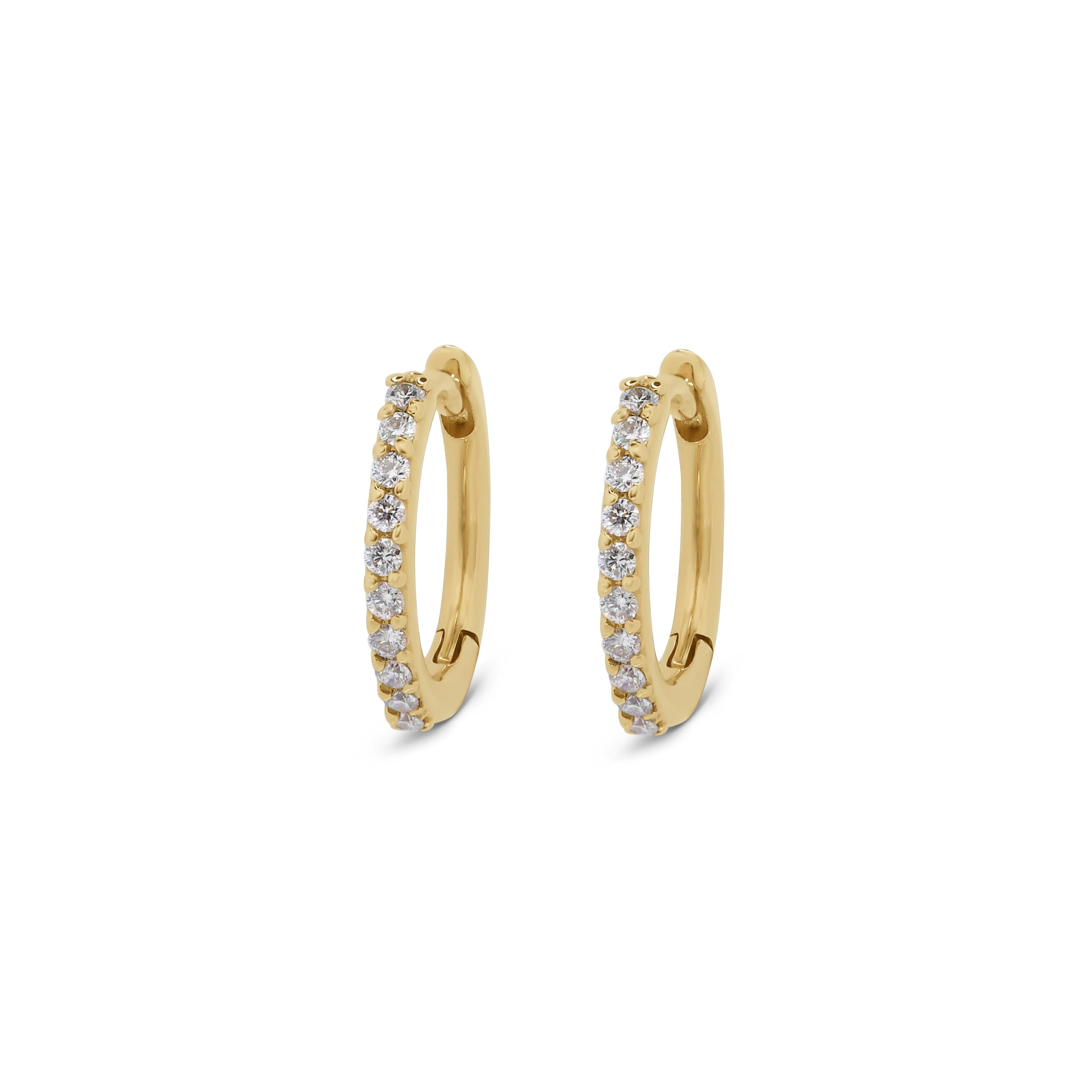Natural Diamond Hoop Earrings in 18k Yellow Gold