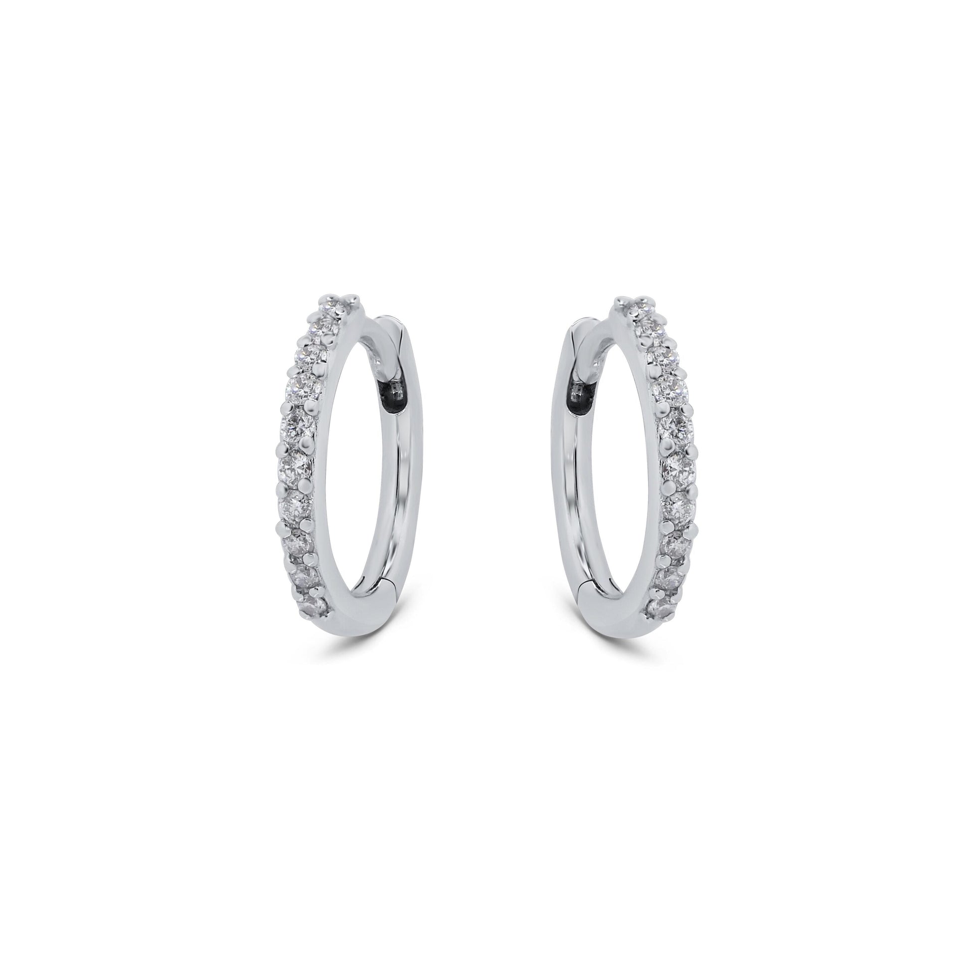 Diamond Hoop Earrings in 18k White Gold