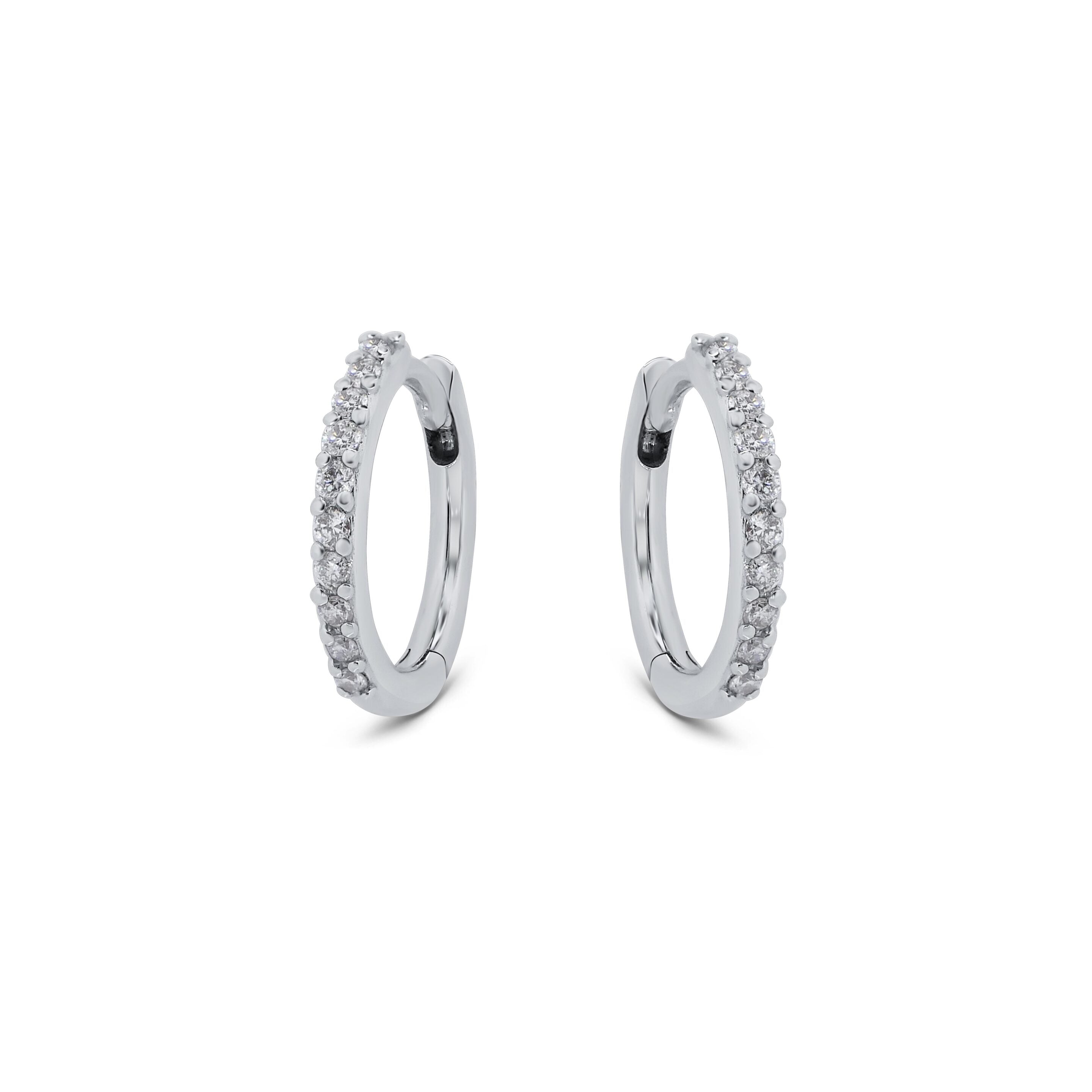 Diamond Hoop Earrings in 18k White Gold