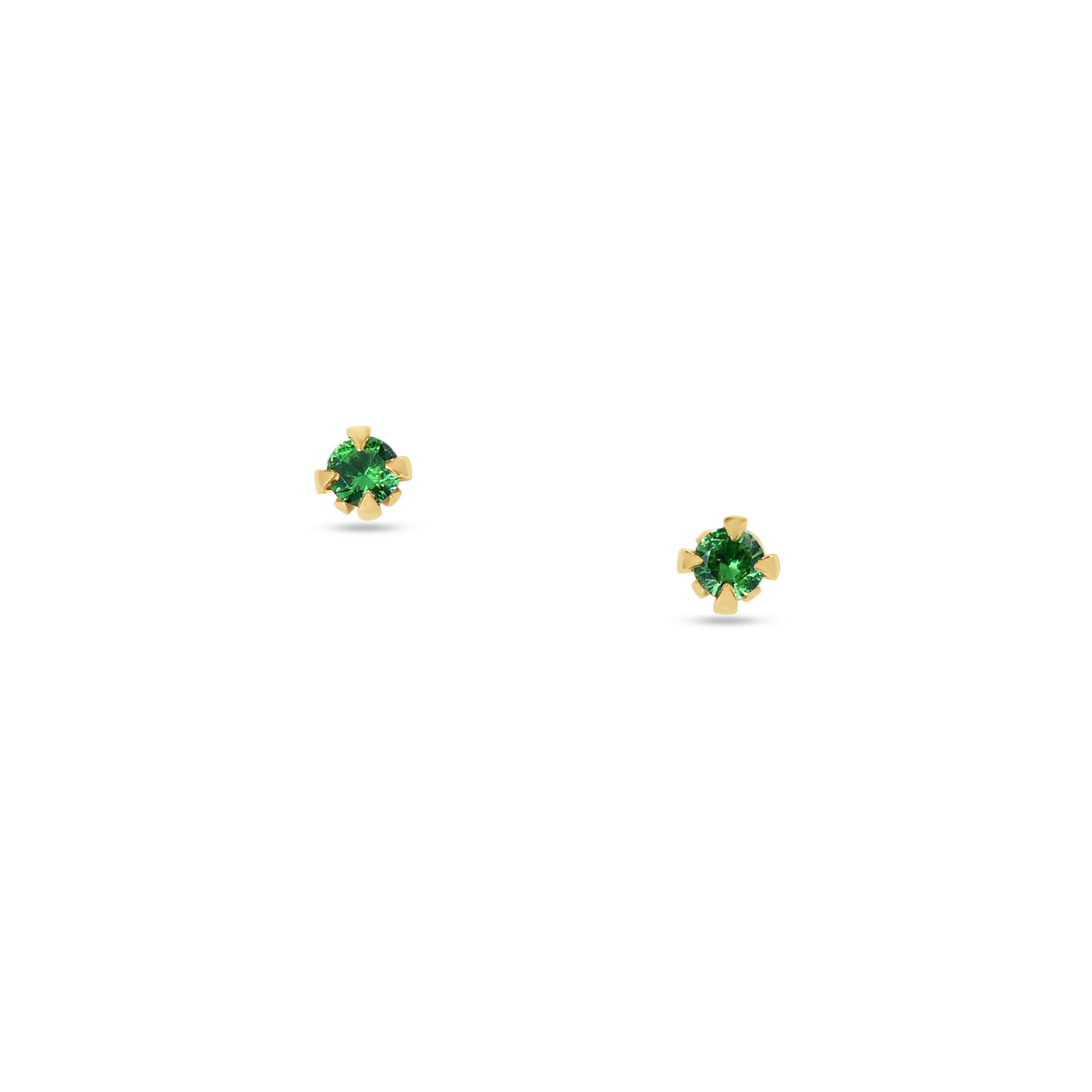 Stud Earrings: Round Tsavorite Studs in 18k Yellow Gold