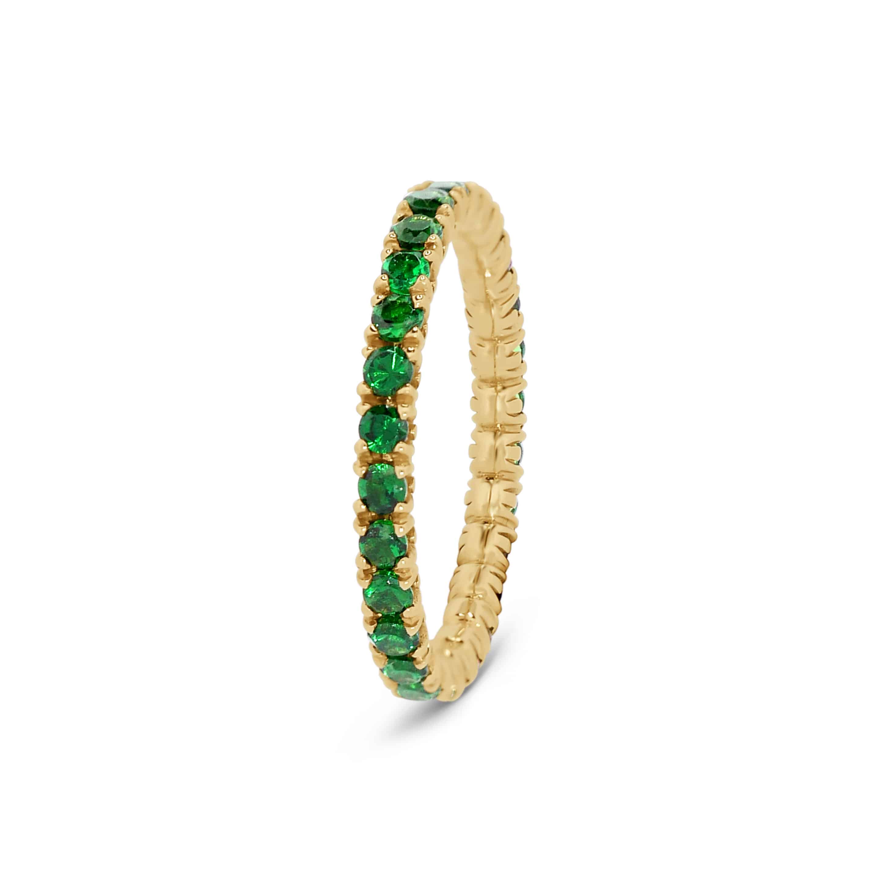Eternity Ring: Tsavorite Eternity Band n 18k Yellow Gold