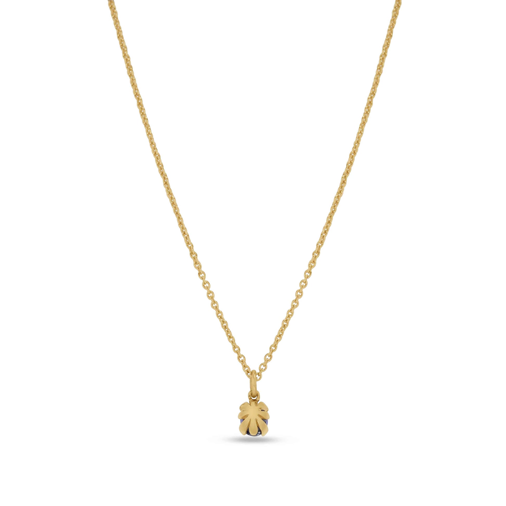 Pendant Necklace: Oval Sapphire Solitaire Pendant in 18k Yellow Gold