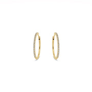 Gold Hoop Earrings: White Diamond Hoop Earrings in 18k Yellow Gold