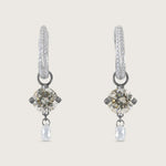 Fleur de Luce White Diamond Earring Drops in Blackened 18k White Gold