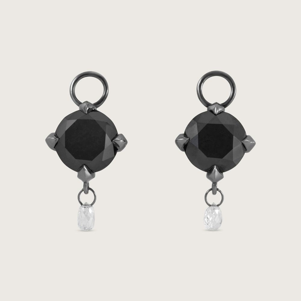 Fleur de Luce Black Diamond Earring Drops in Gunmetal-Finished 18k White Gold 2