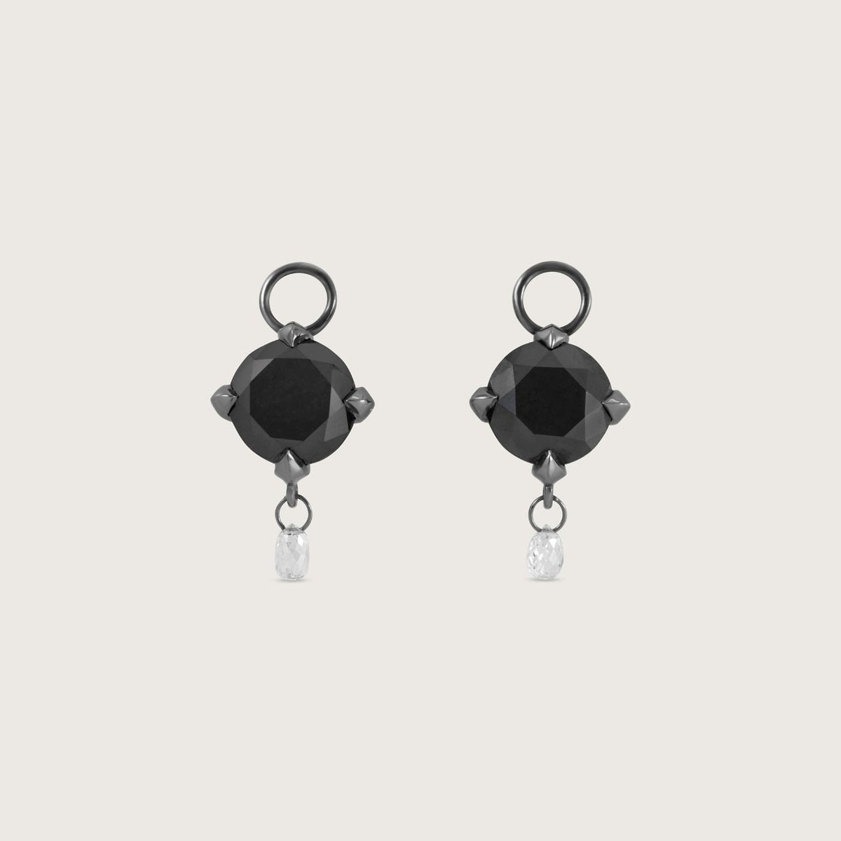 Fleur de Luce Black Diamond Earring Drops in Gunmetal-Finished 18k White Gold