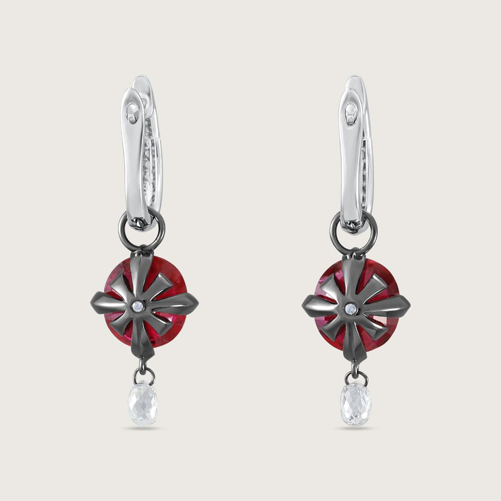 Fleur de Luce Ruby Earring Drops in Blackened 18k White Gold 5