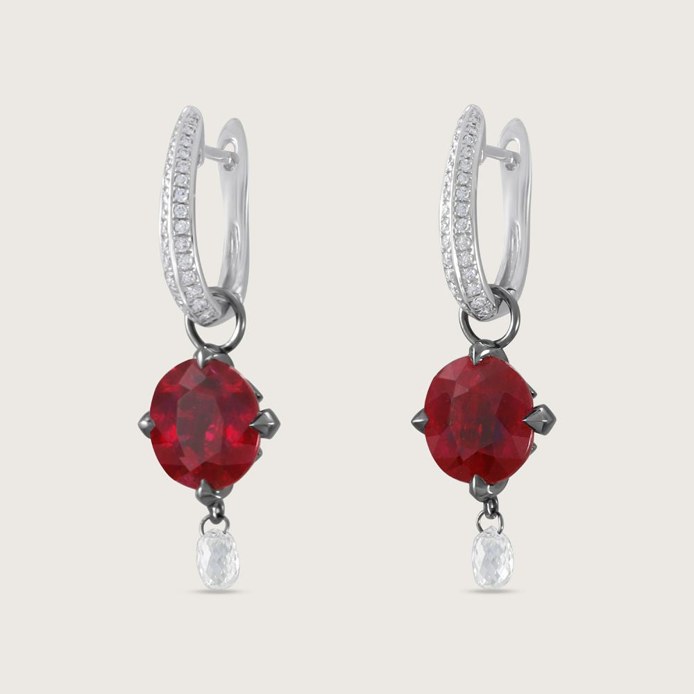 Fleur de Luce Ruby Earring Drops in Blackened 18k White Gold 4