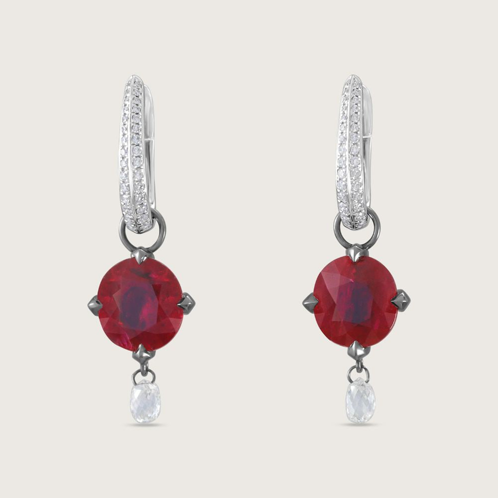 Fleur de Luce Ruby Earring Drops in Blackened 18k White Gold 3