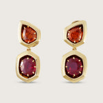 Radiance Ruby and Orange Sapphire Earring Drops in 18k Yellow Gold