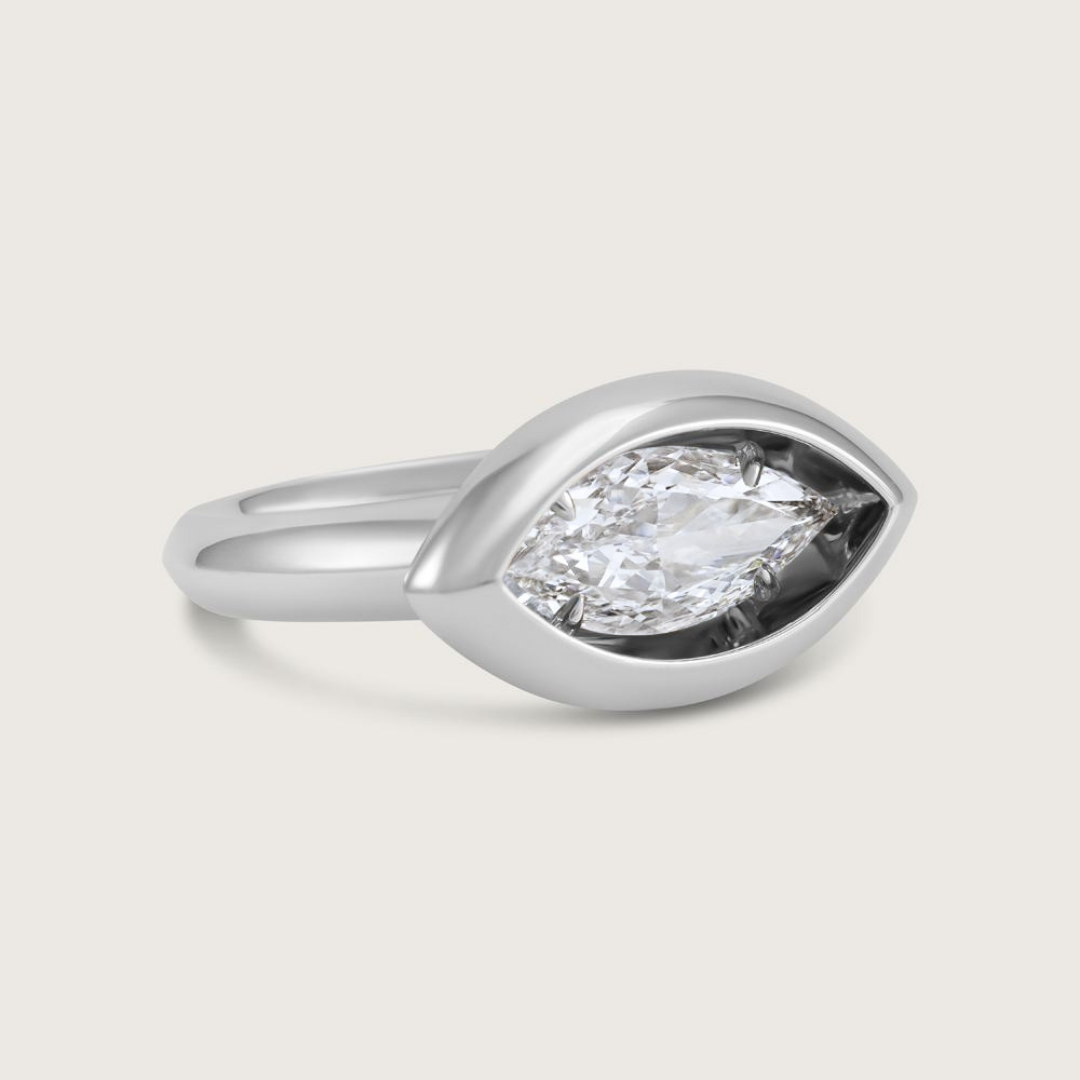 Inner Glow Marquise Diamond Cocktail Ring in 18k White Gold 2