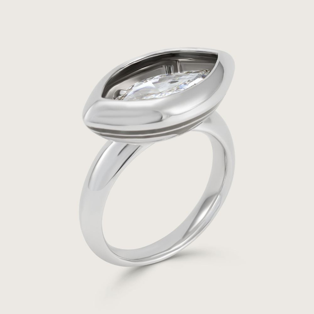 Inner Glow Marquise Diamond Cocktail Ring in 18k White Gold