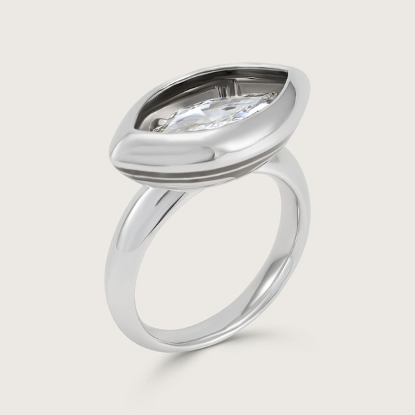 Inner Glow Marquise Diamond Cocktail Ring in 18k White Gold