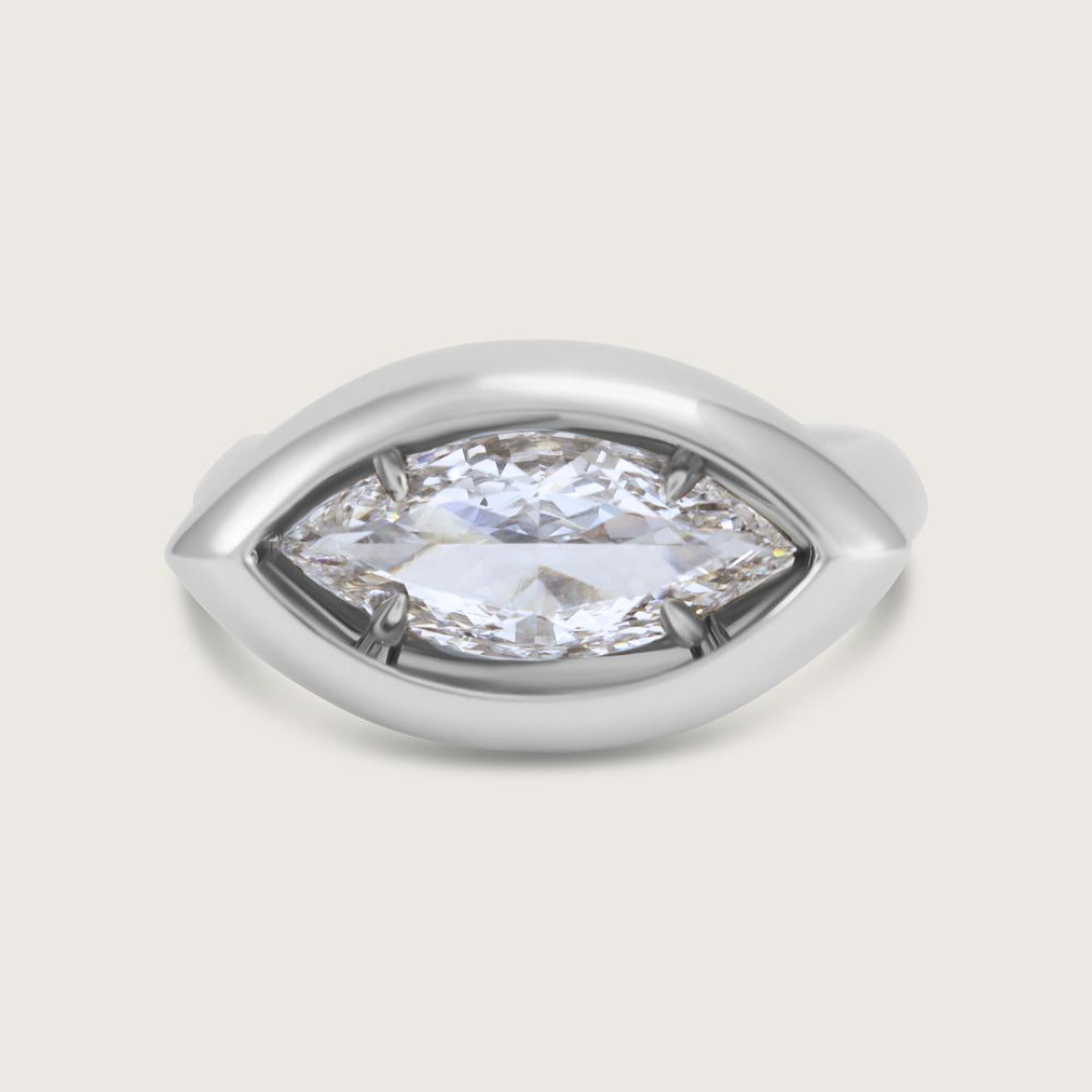 Inner Glow Marquise Diamond Cocktail Ring in 18k White Gold 3