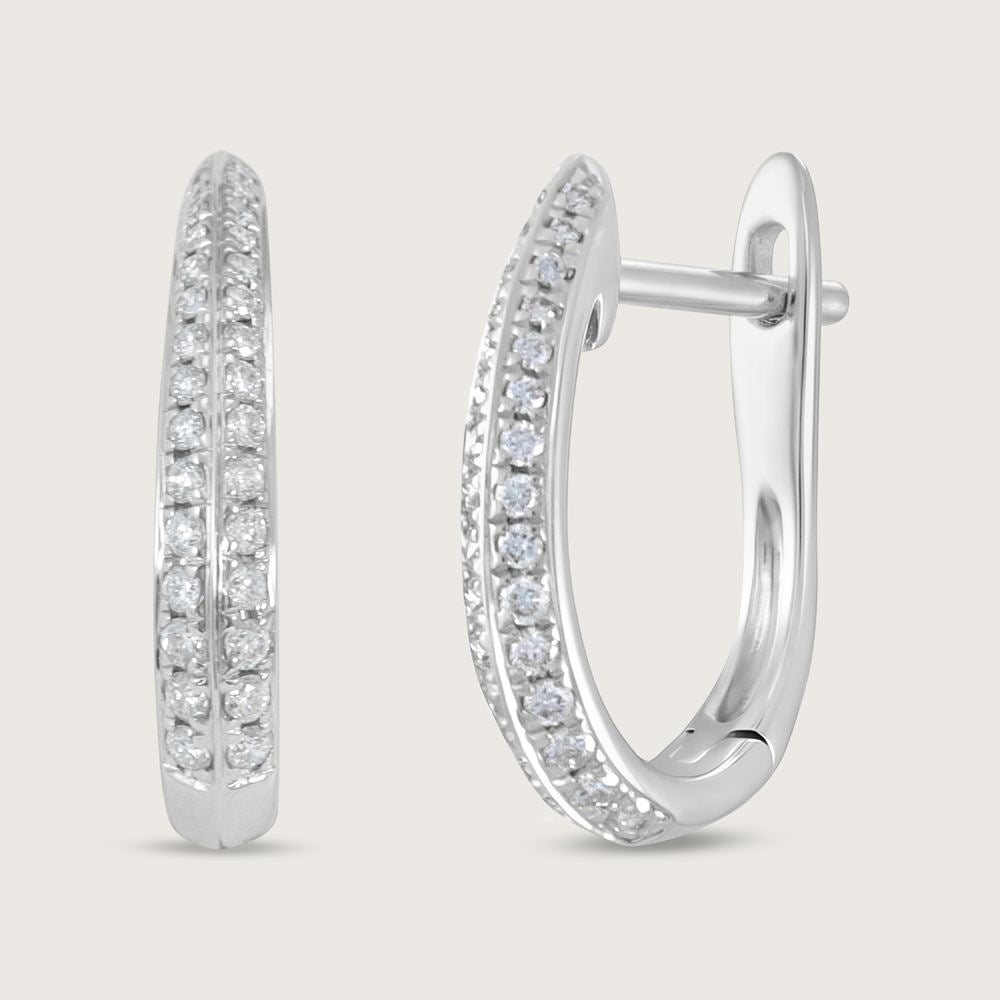 Fleur de Luce Diamond Hoop Earrings in 18k White Gold