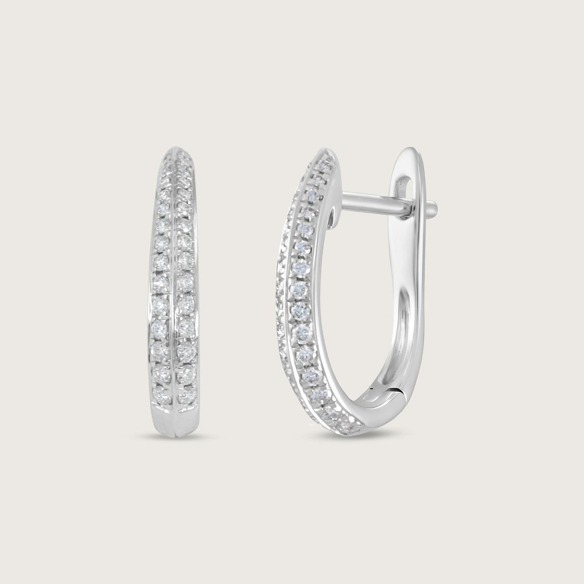 Fleur de Luce Diamond Hoop Earrings in 18k White Gold