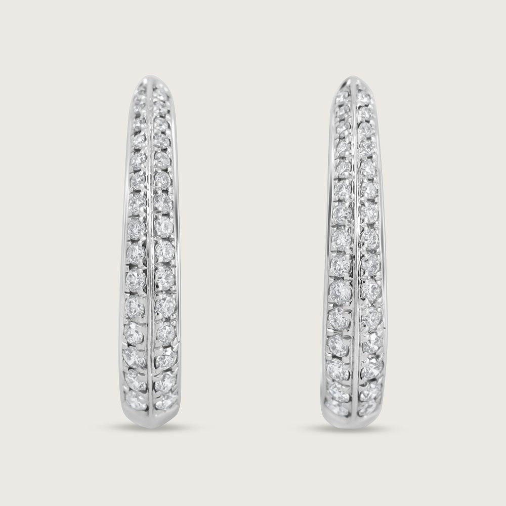 Fleur de Luce Diamond Hoop Earrings in 18k White Gold 2