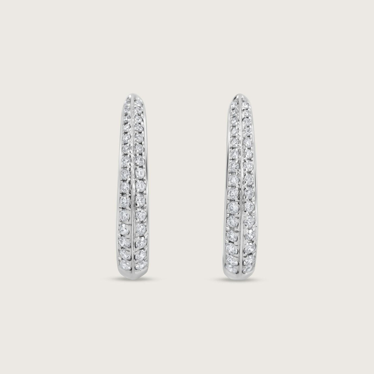 Fleur de Luce Diamond Hoop Earrings in 18k White Gold