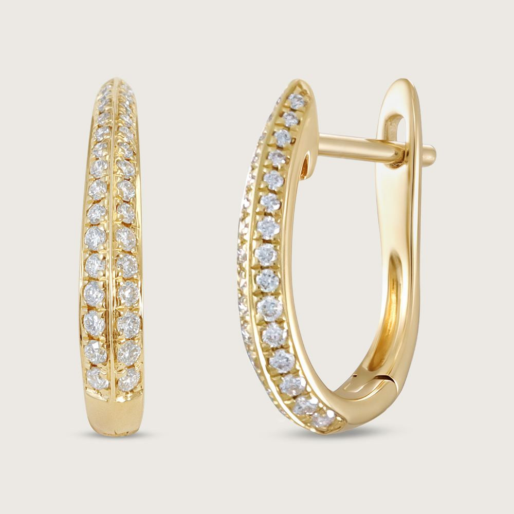 Fleur de Luce Diamond Hoop Earrings in 18k Yellow Gold