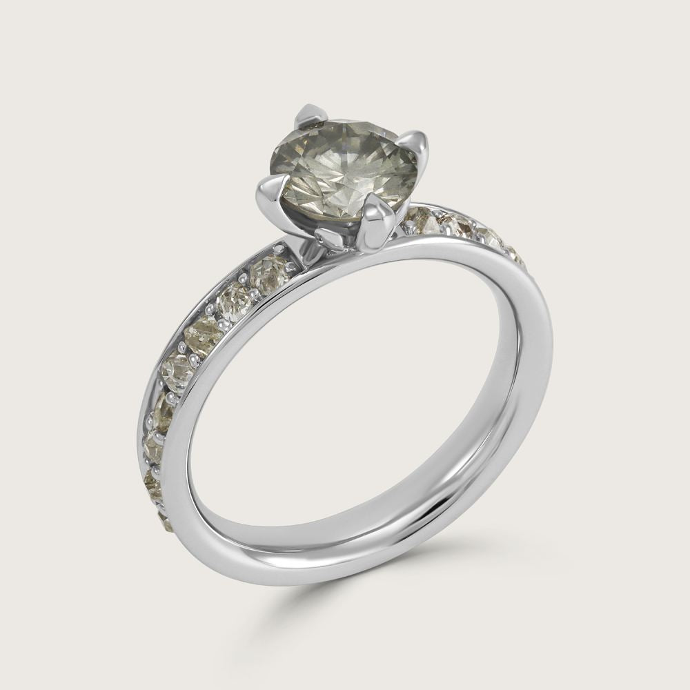 Fleur de Luce Grey Diamond Ring in Platinum