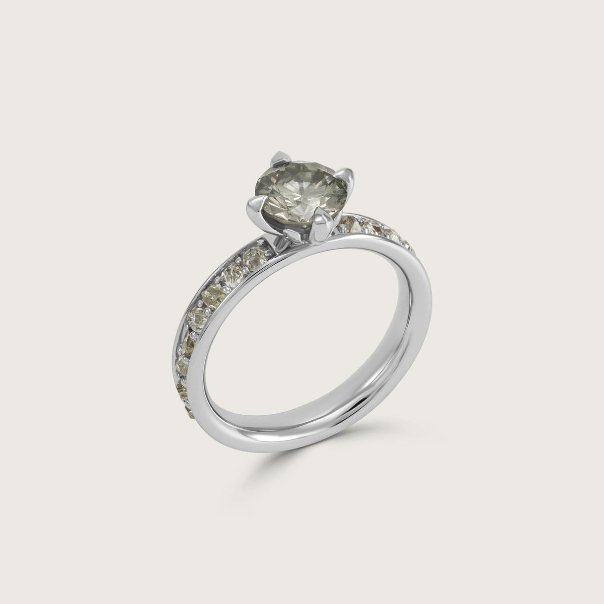 Fleur de Luce Grey Diamond Ring in Platinum