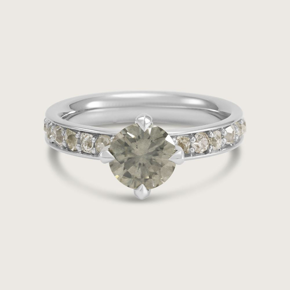 Fleur de Luce Grey Diamond Ring in Platinum