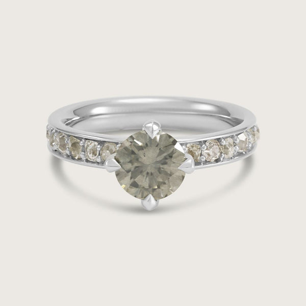 Fleur de Luce Grey Diamond Ring in Platinum