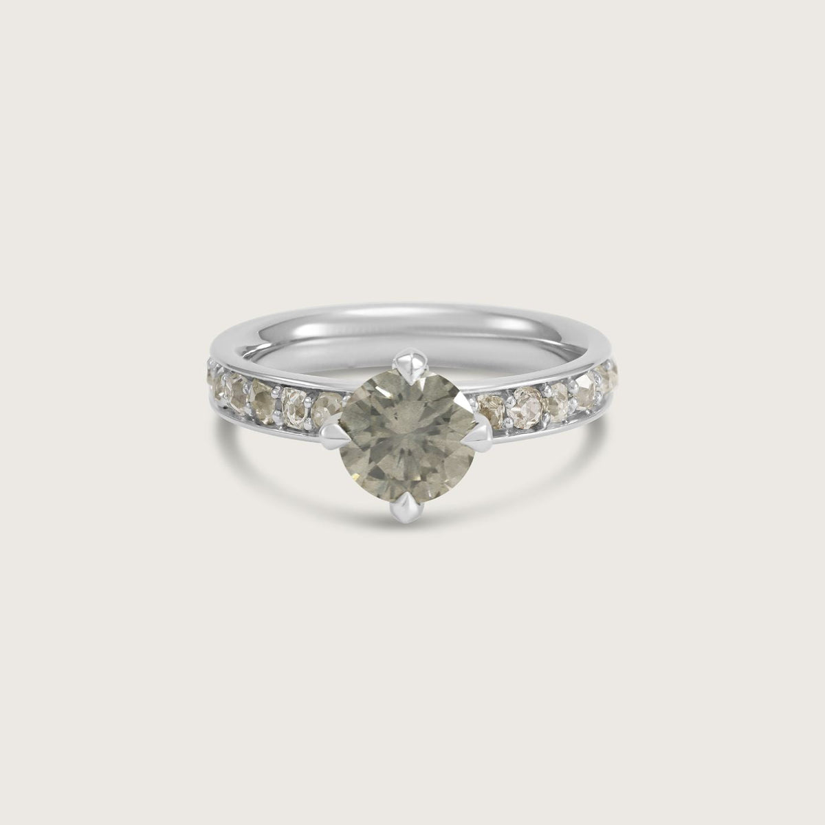 Fleur de Luce Grey Diamond Ring in Platinum