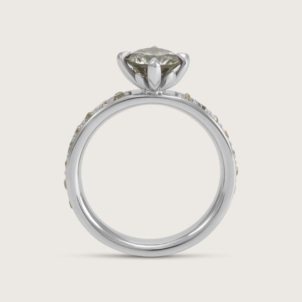 Fleur de Luce Grey Diamond Ring in Platinum