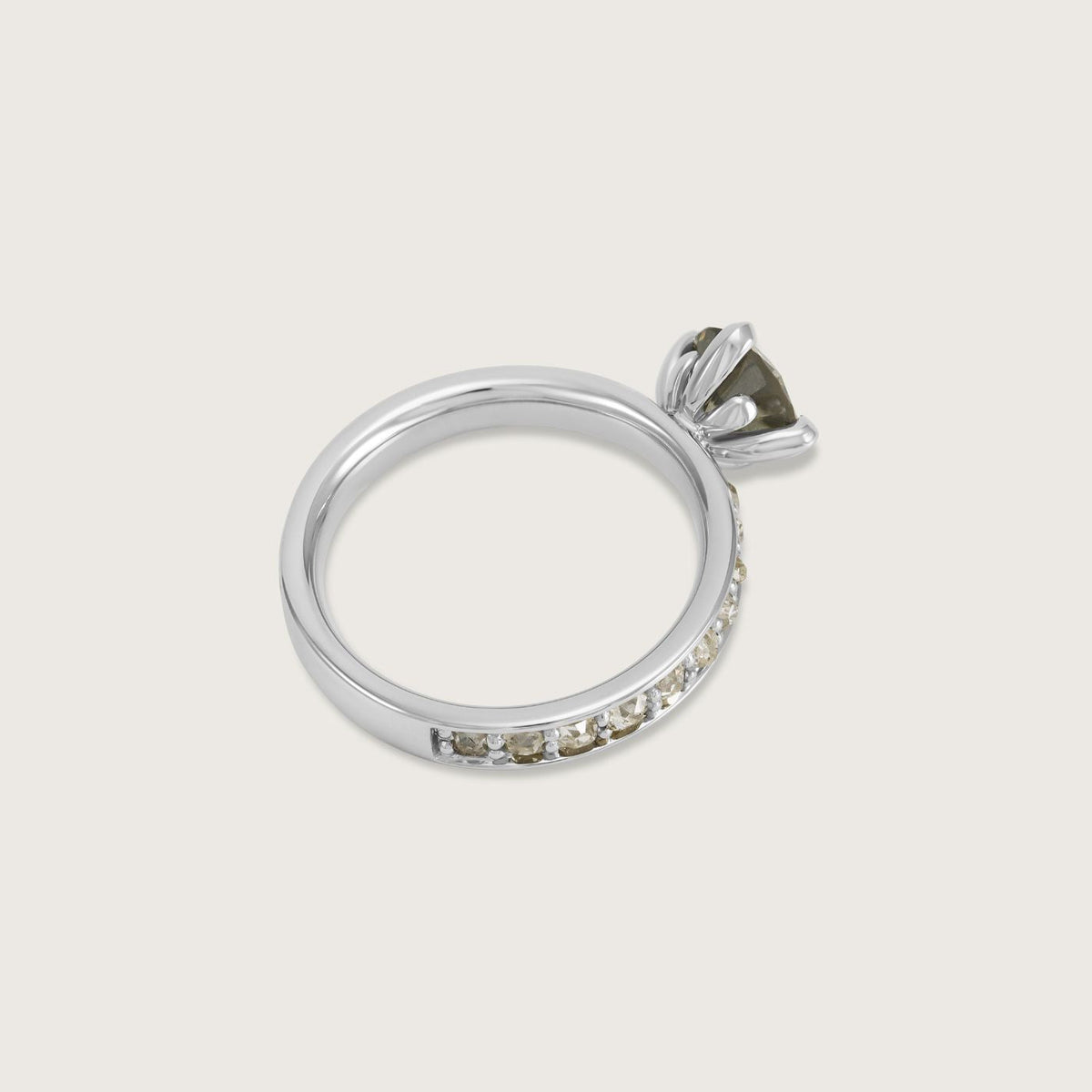 Fleur de Luce Grey Diamond Ring in Platinum