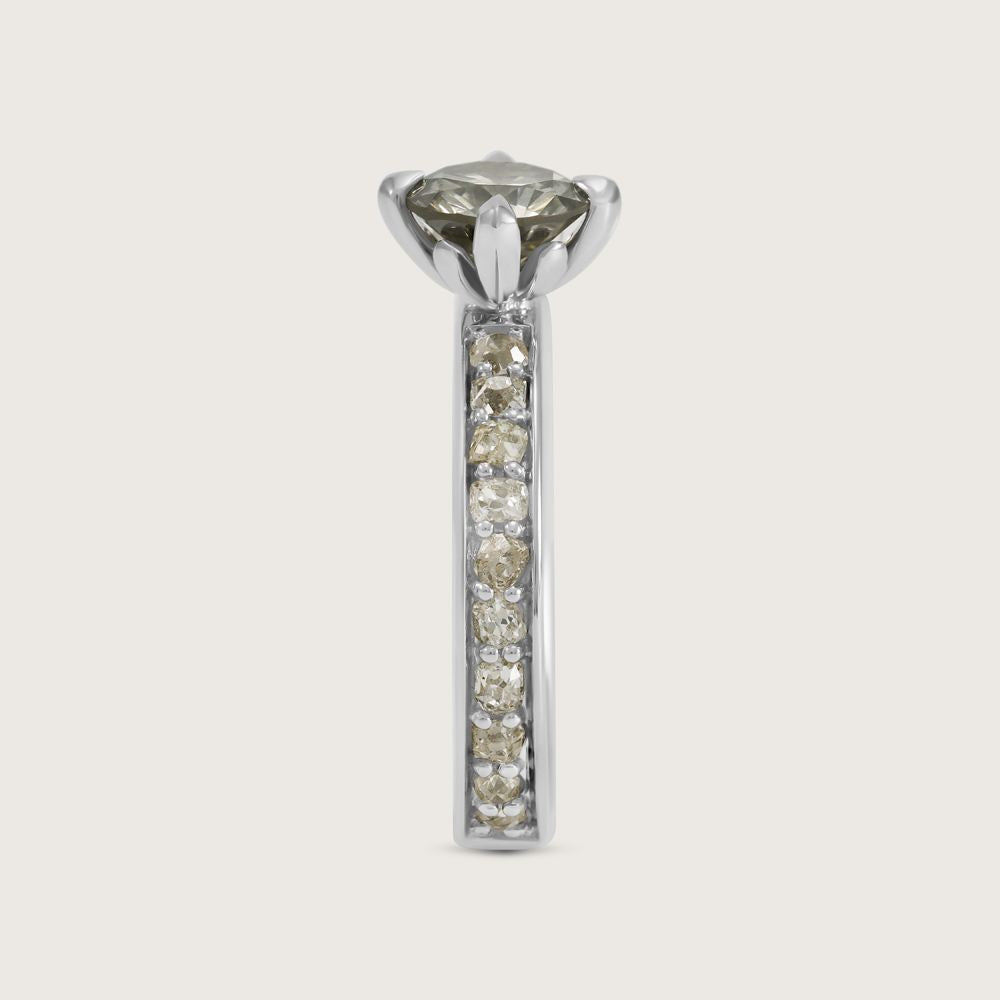 Fleur de Luce Grey Diamond Ring in Platinum