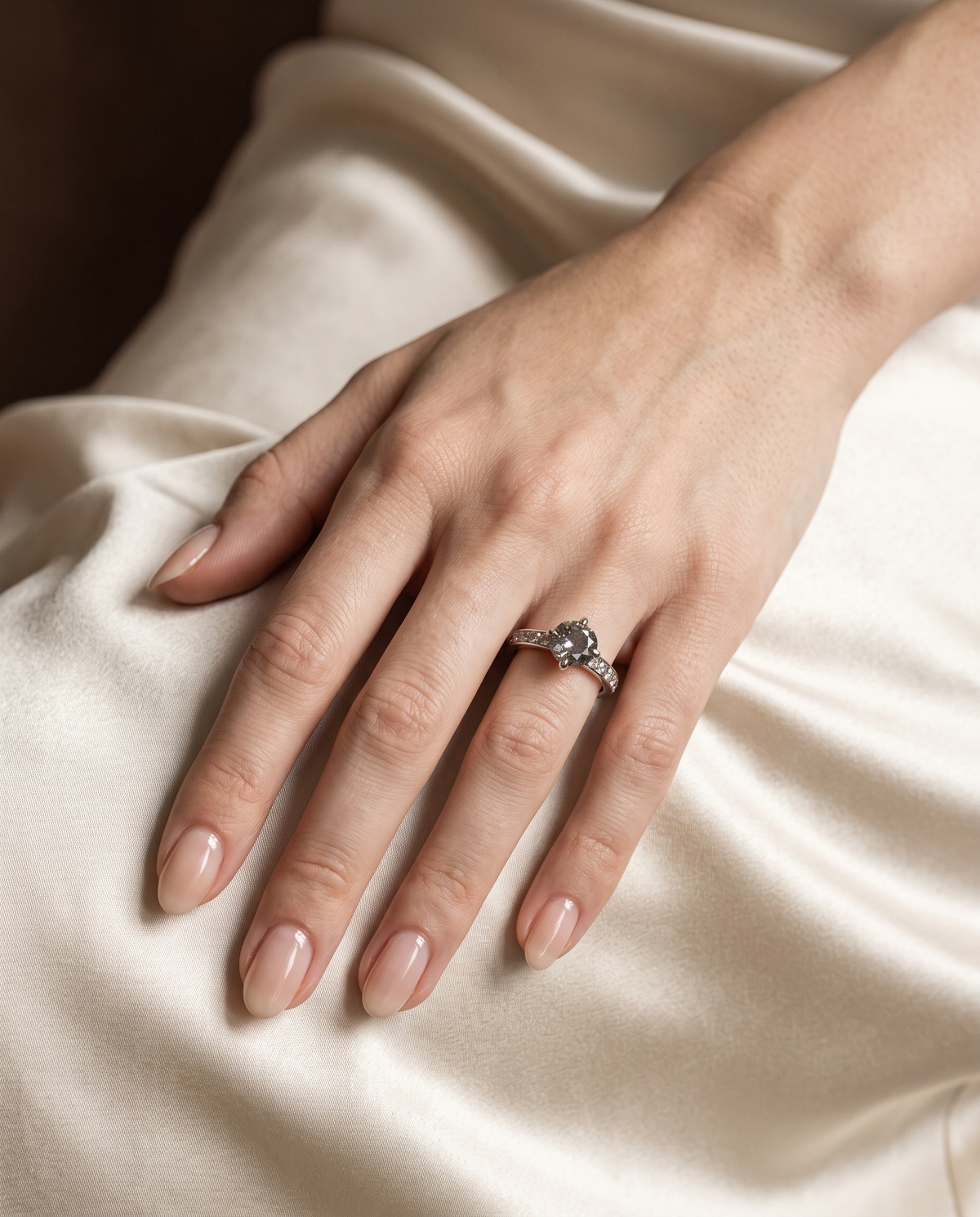 Fleur de Luce Grey Diamond Ring in Platinum