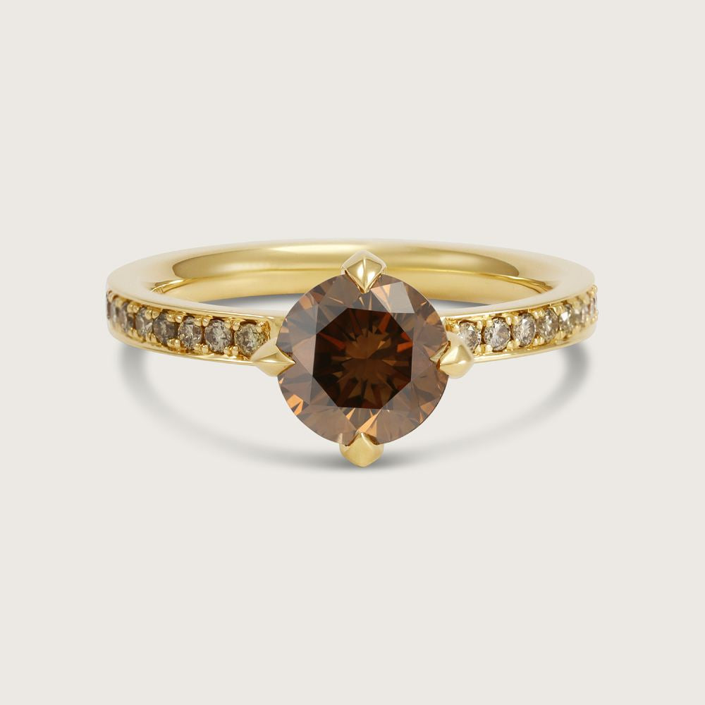 Fleur de Luce Orangy Brown Diamond Ring in 18k Yellow Gold 2