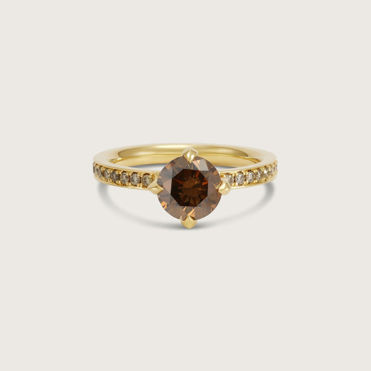 Fleur de Luce Orangy Brown Diamond Ring in 18k Yellow Gold