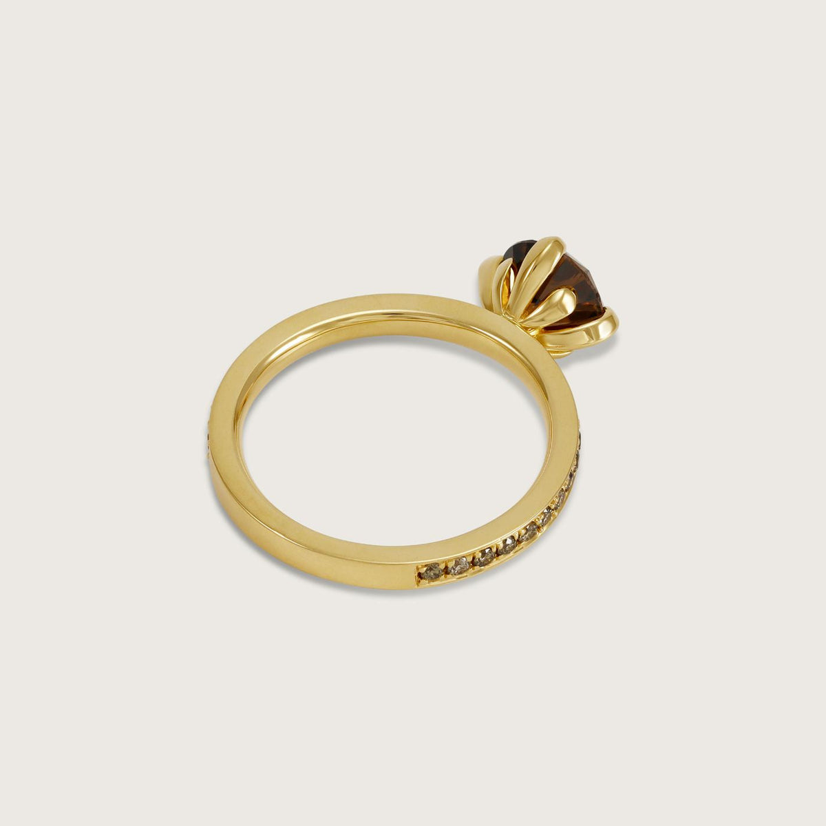 Fleur de Luce Orangy Brown Diamond Ring in 18k Yellow Gold