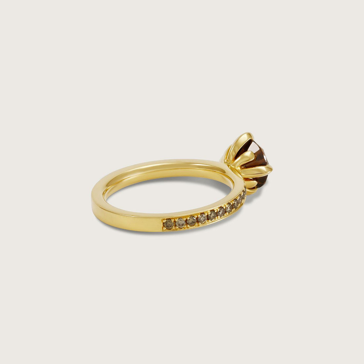 Fleur de Luce Orangy Brown Diamond Ring in 18k Yellow Gold