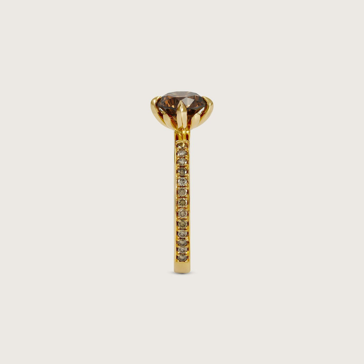 Fleur de Luce Orangy Brown Diamond Ring in 18k Yellow Gold