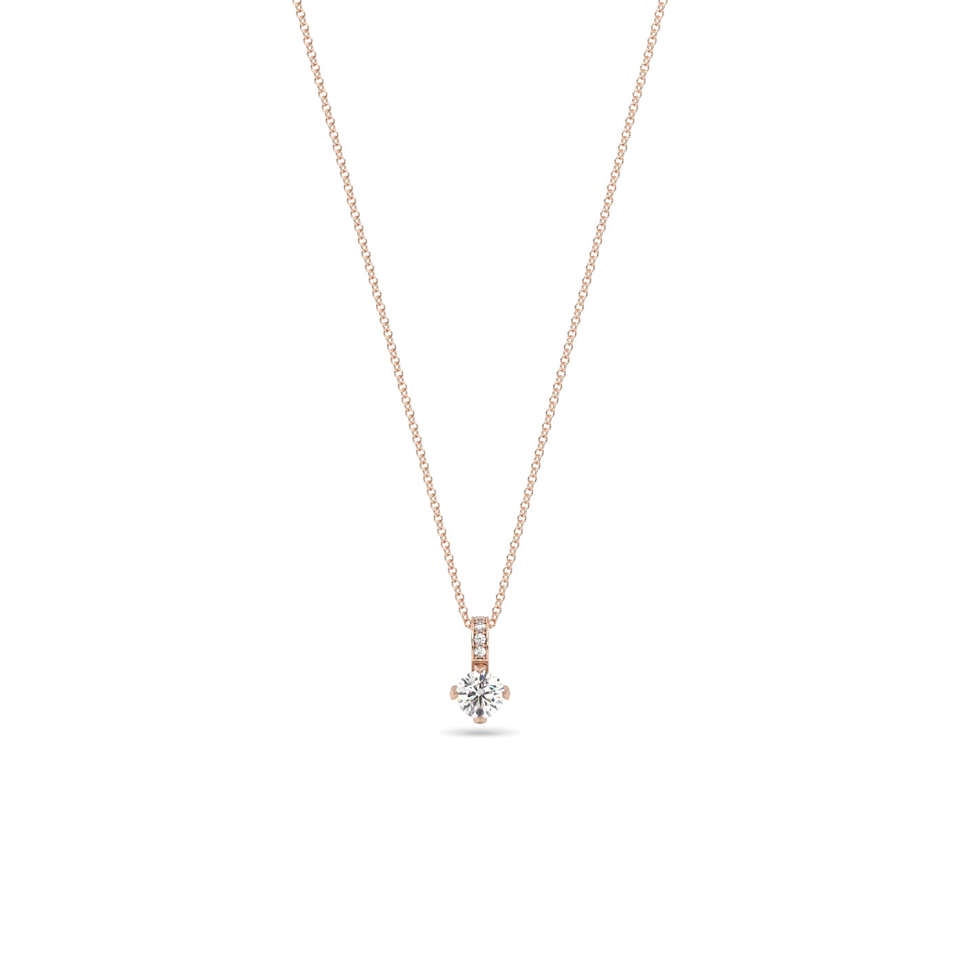 Half Carat Diamond Pendant Necklace in 18k Rose Gold