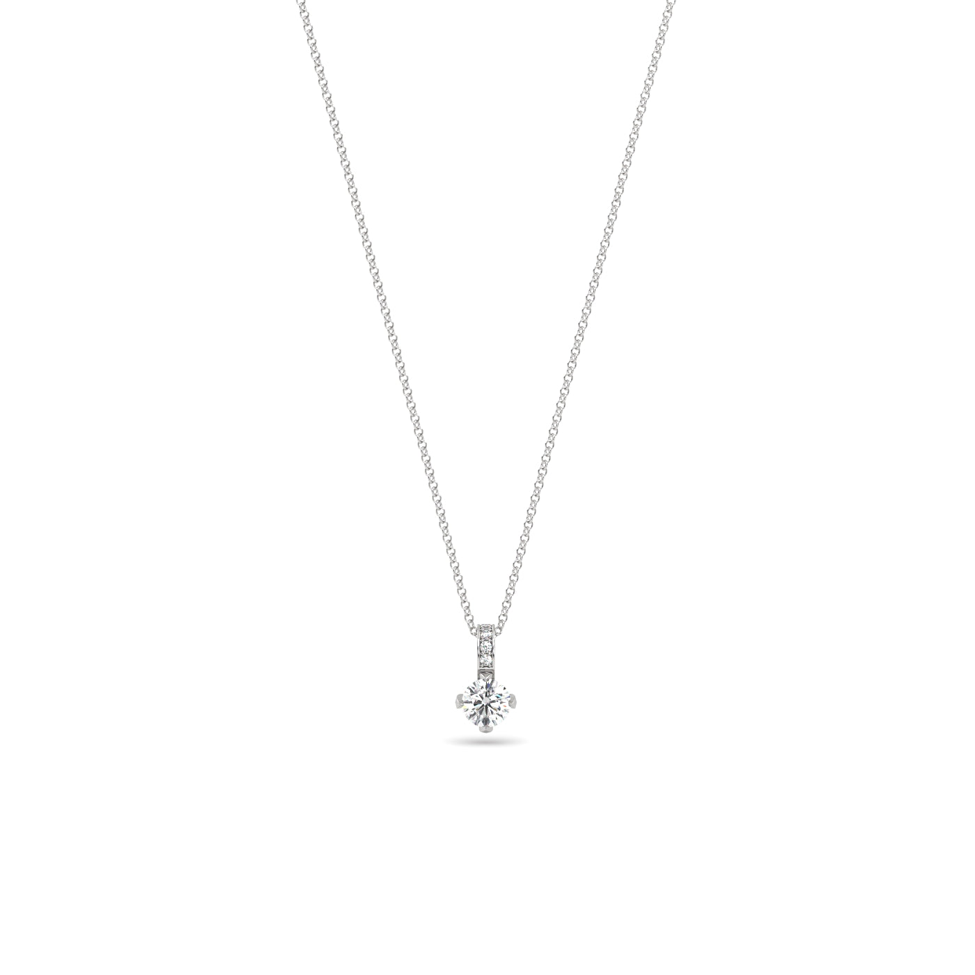 Half Carat Diamond Pendant Necklace in 18k White Gold