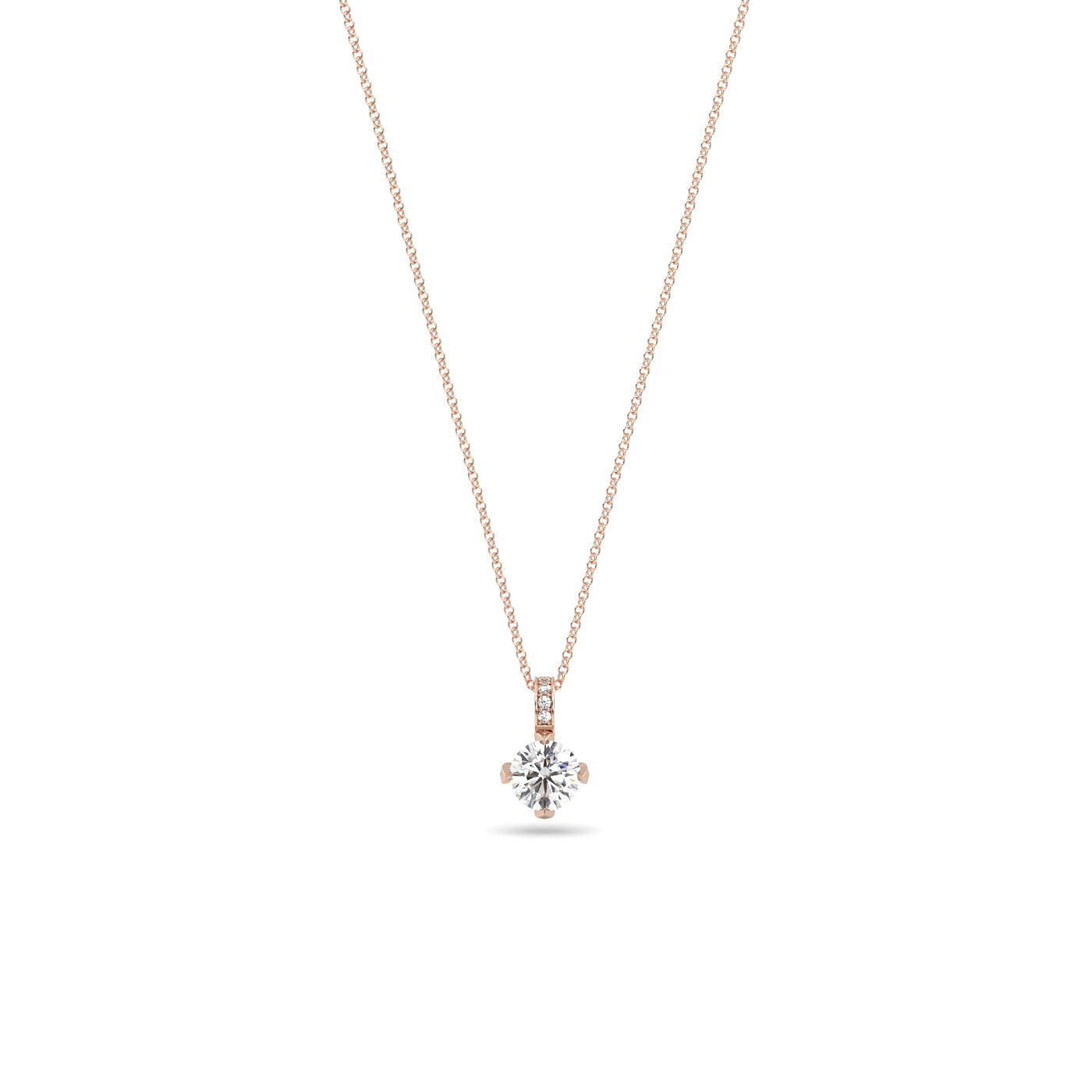 1 Carat Diamond Pendant Necklace in 18k Rose Gold