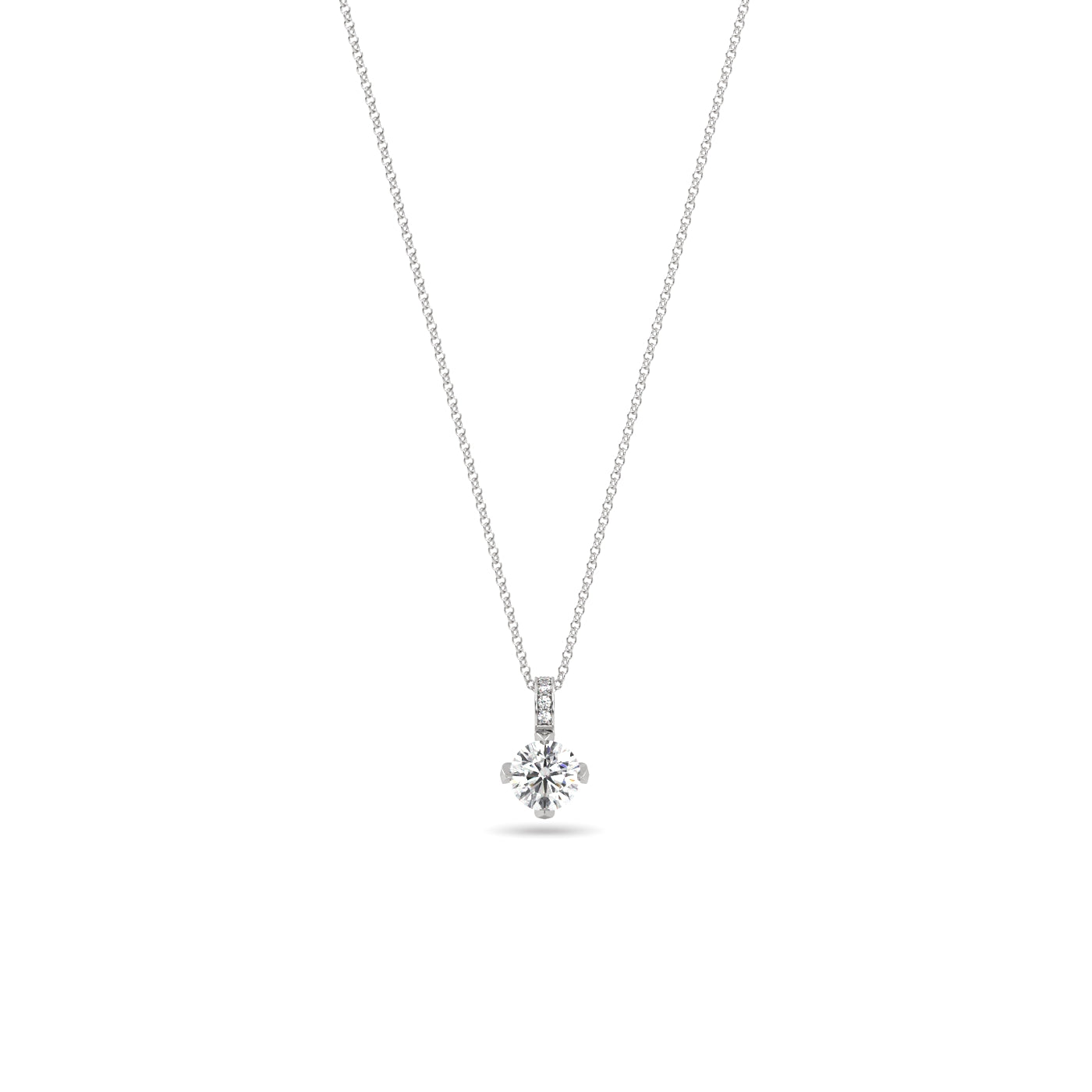 1 Carat Diamond Pendant Necklace in 18k White Gold