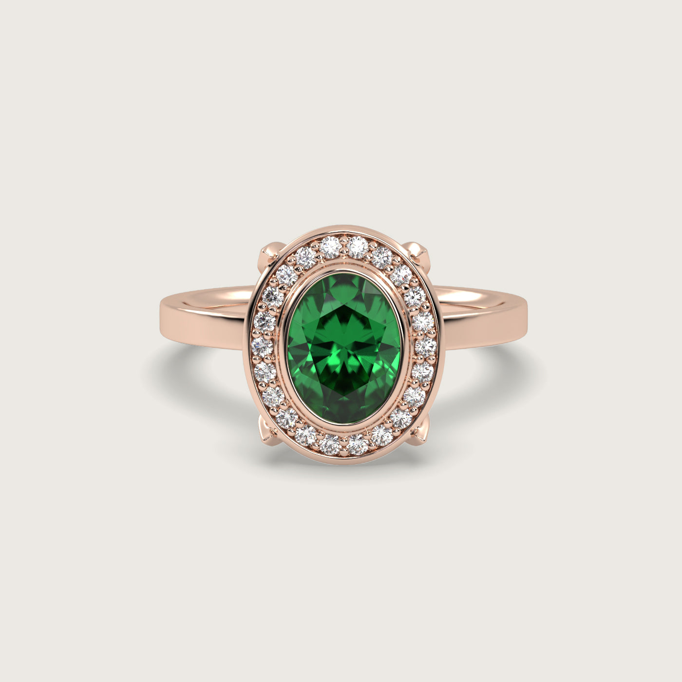 Emerald Halo Engagement Ring in Fleur de Luce Setting