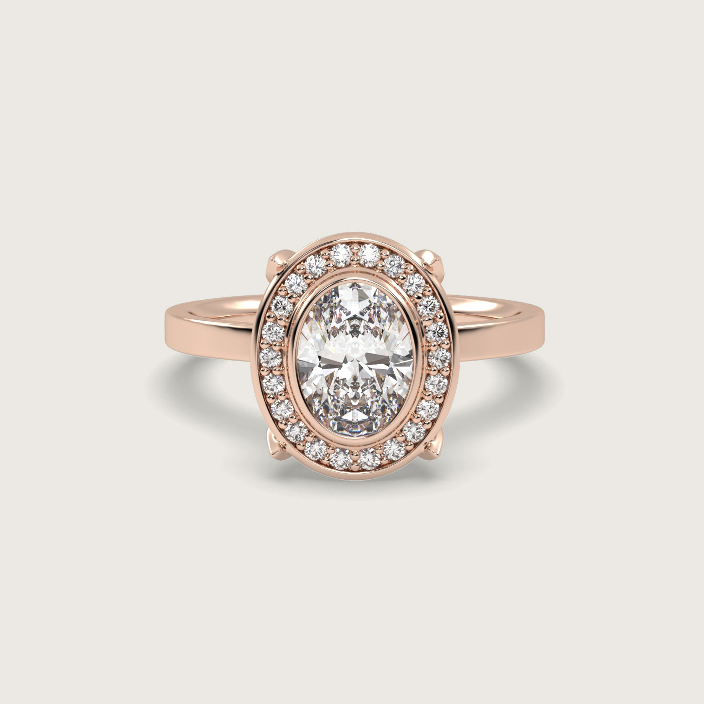 Oval Diamond Halo Engagement Ring in Fleur de Luce Setting