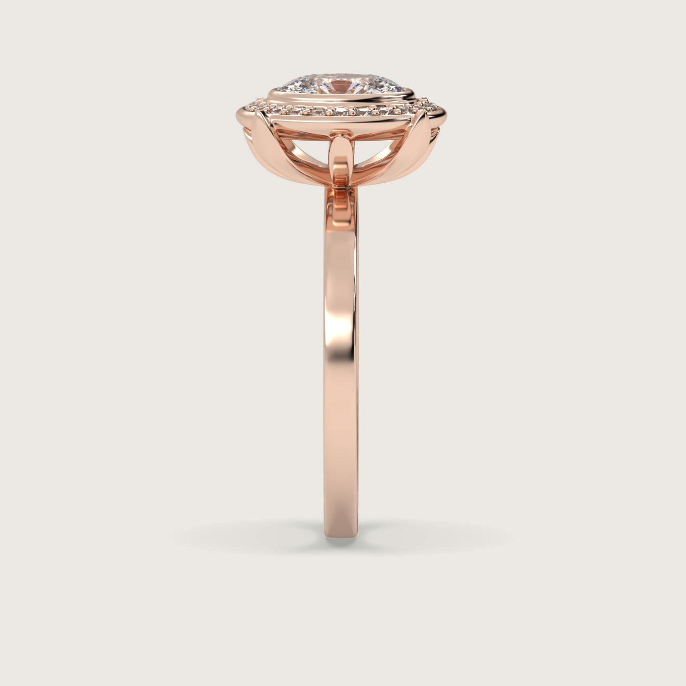 Oval Diamond Halo Engagement Ring in Fleur de Luce Setting